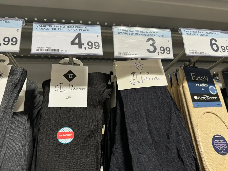 Los calcetines con la etiqueta pintada