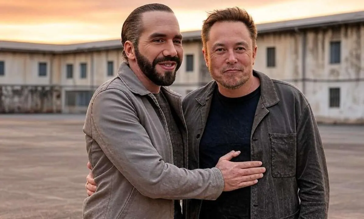 Nayib Bukele y Elon Musk, foto generada con IA