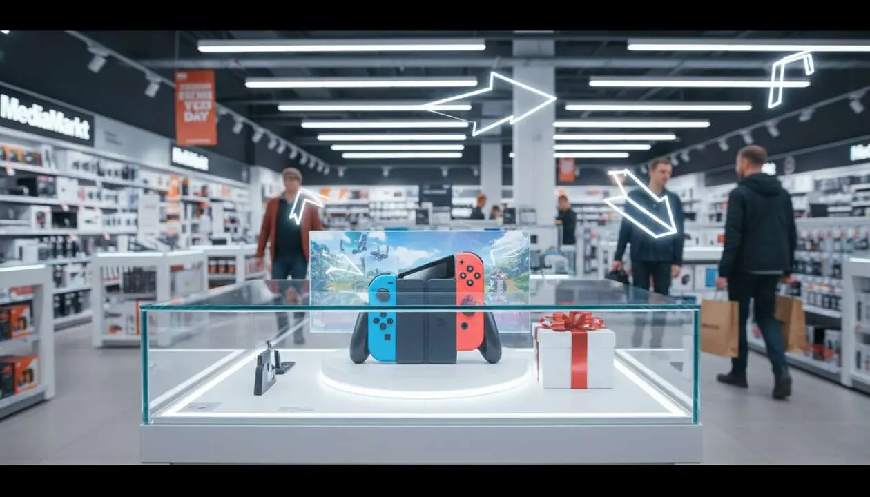  Switch 2 disponible en MediaMarkt con env&iacute;o gratis para celebrar el D&iacute;a con la mejor oferta electr&oacute;nica &mdash; Imagen generada por IA 