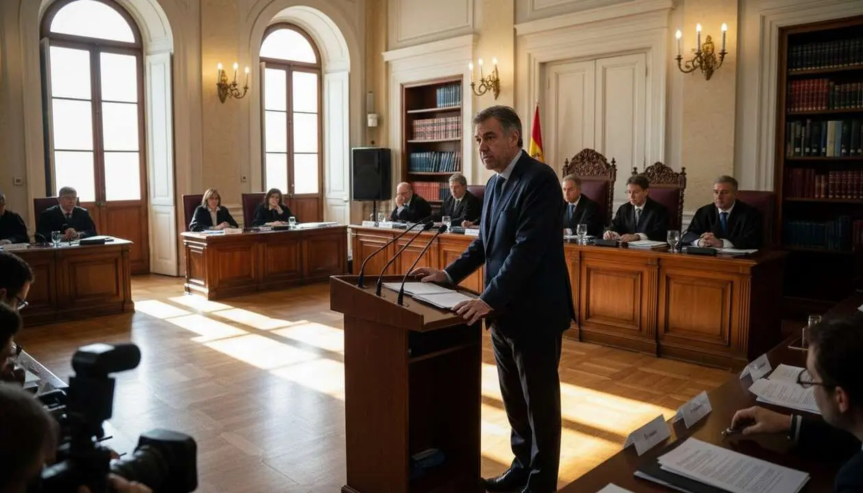  Jos&eacute; Luis &Aacute;balos declarando en el Tribunal Supremo sobre su defensa y los audios pol&eacute;micos que han generado controversia &mdash; Imagen generada por IA 