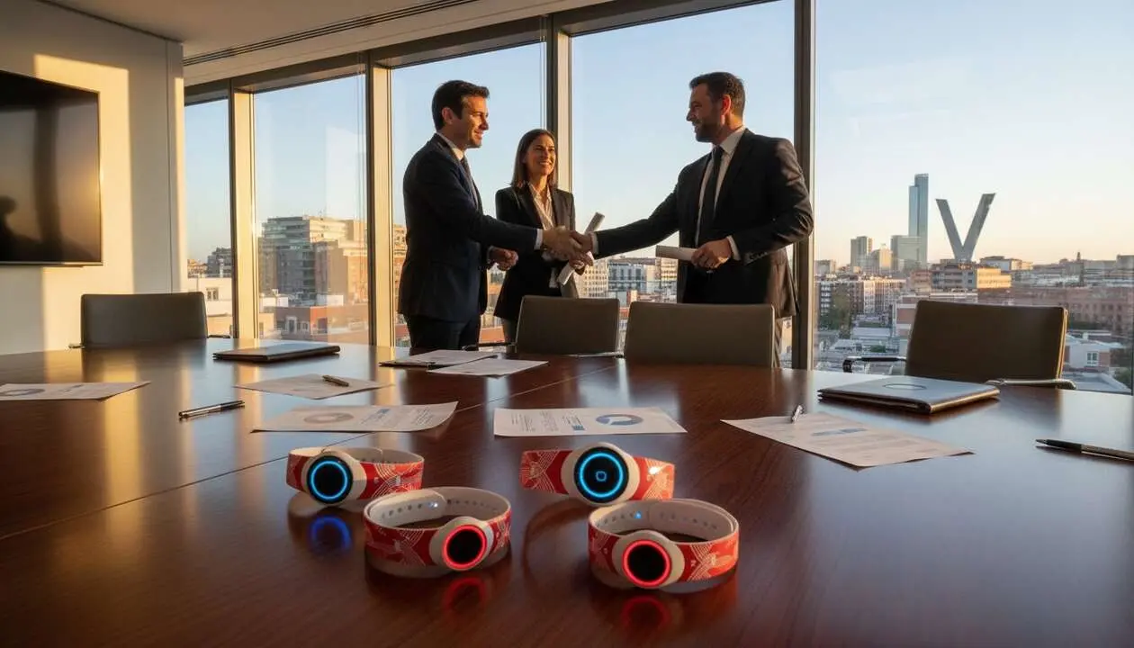  Pulsera antimaltrato de Vodafone l&iacute;der en innovaci&oacute;n tecnol&oacute;gica sanitaria en Espa&ntilde;a &mdash; Imagen generada por IA 