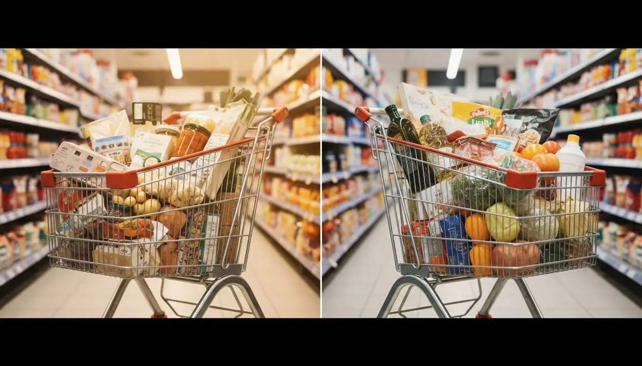  Comparativa de precios reales entre Lidl y Carrefour para descubrir cu&aacute;l es m&aacute;s barato en tus compras diarias &mdash; Imagen generada por IA 