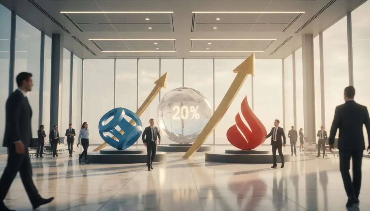  Comparativa de rentabilidad entre CaixaBank y Santander para lograr un 20 por ciento en inversiones financieras &mdash; Imagen generada por IA 