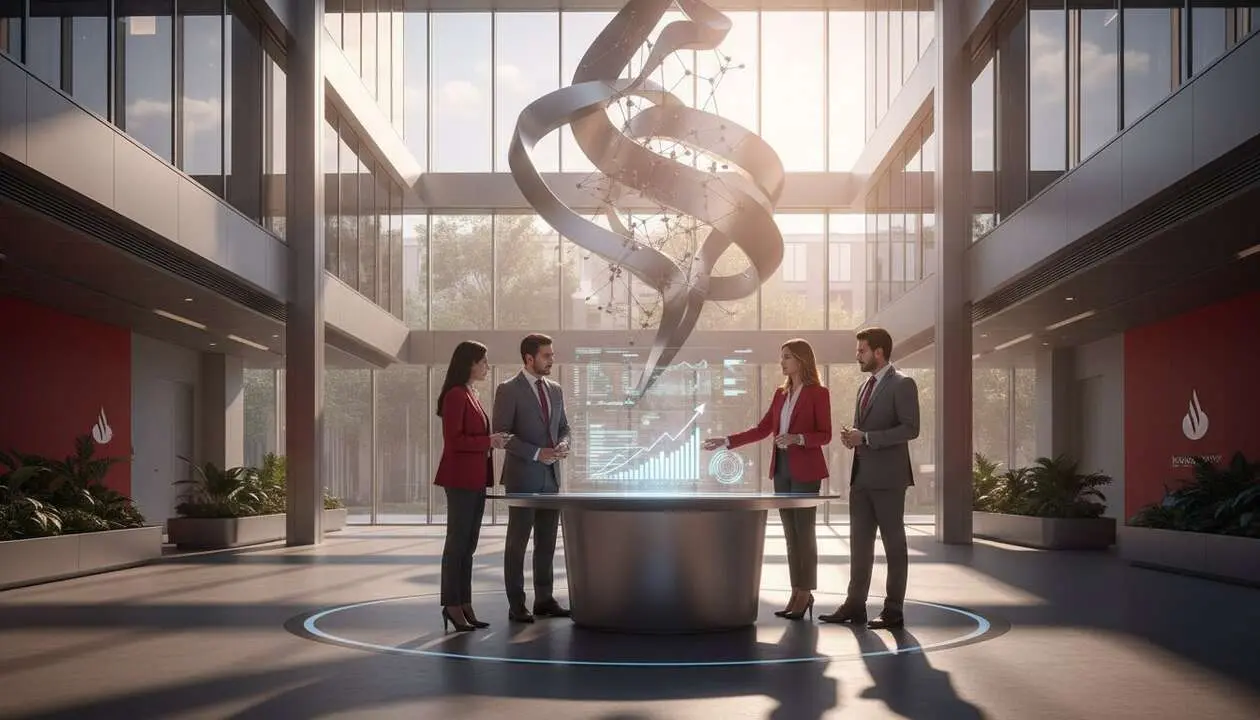  Banco Santander proyecta alcanzar un 20% de rentabilidad en 2026 mediante estrategias financieras innovadoras &mdash; Imagen generada por IA 