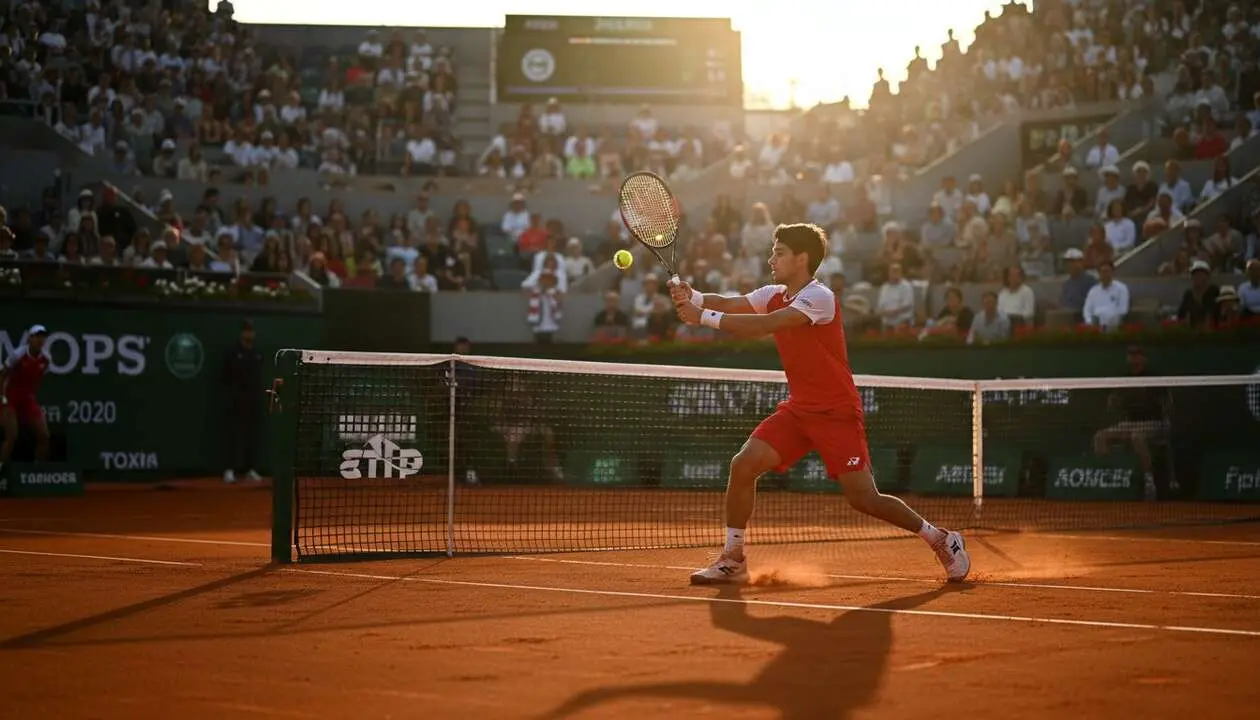  Ignacio Buse en acci&oacute;n durante la final del ATP 500 Hamburgo mostrando su mejor rendimiento en tenis profesional &mdash; Imagen generada por IA 