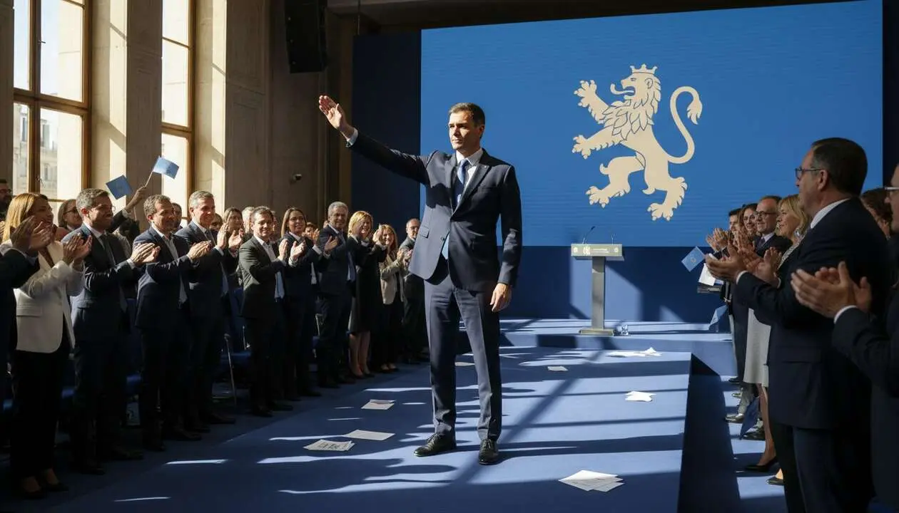  Pedro S&aacute;nchez responde a la oposici&oacute;n y proyecta sus objetivos pol&iacute;ticos de cara a 2027 con firmeza y claridad &mdash; Imagen generada por IA 