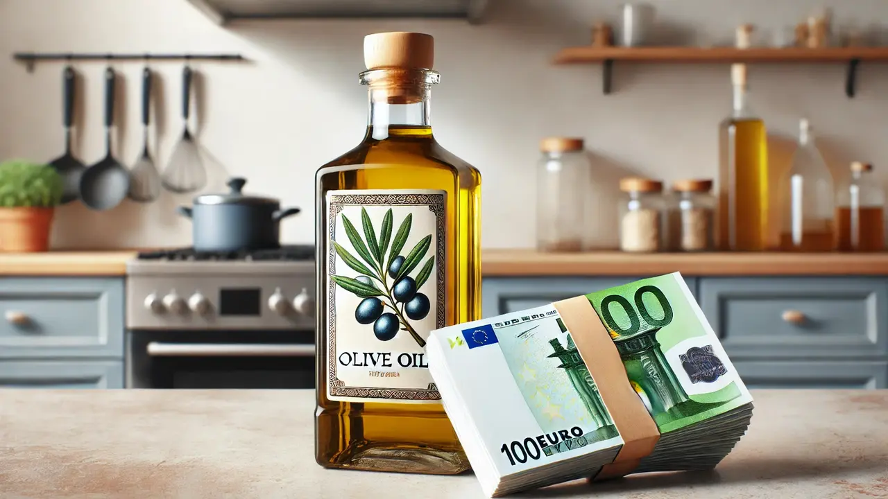 Una botella de aceite de oliva