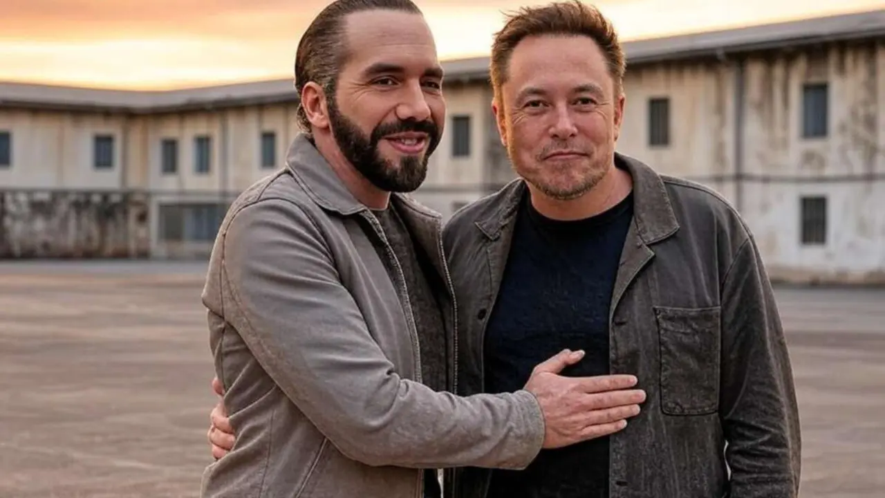 Nayib Bukele y Elon Musk, foto generada con IA