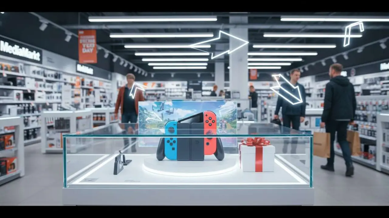  Switch 2 disponible en MediaMarkt con env&iacute;o gratis para celebrar el D&iacute;a con la mejor oferta electr&oacute;nica &mdash; Imagen generada por IA 