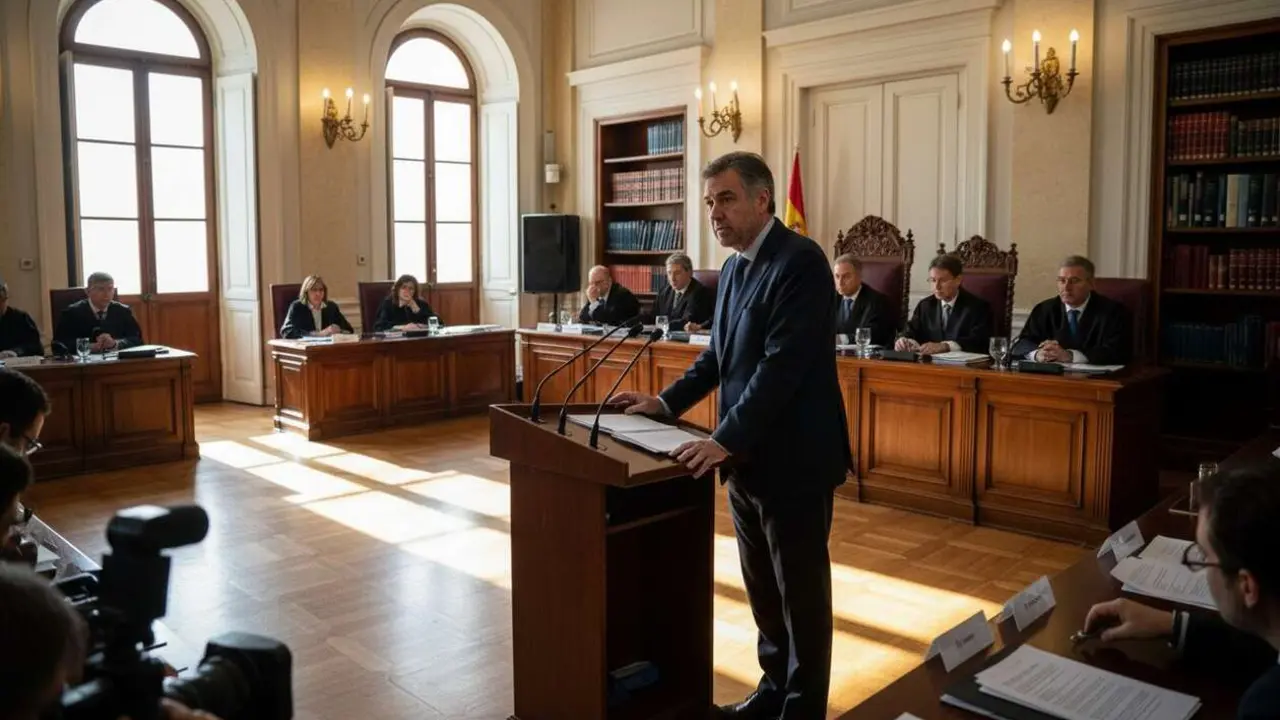  Jos&eacute; Luis &Aacute;balos declarando en el Tribunal Supremo sobre su defensa y los audios pol&eacute;micos que han generado controversia &mdash; Imagen generada por IA 