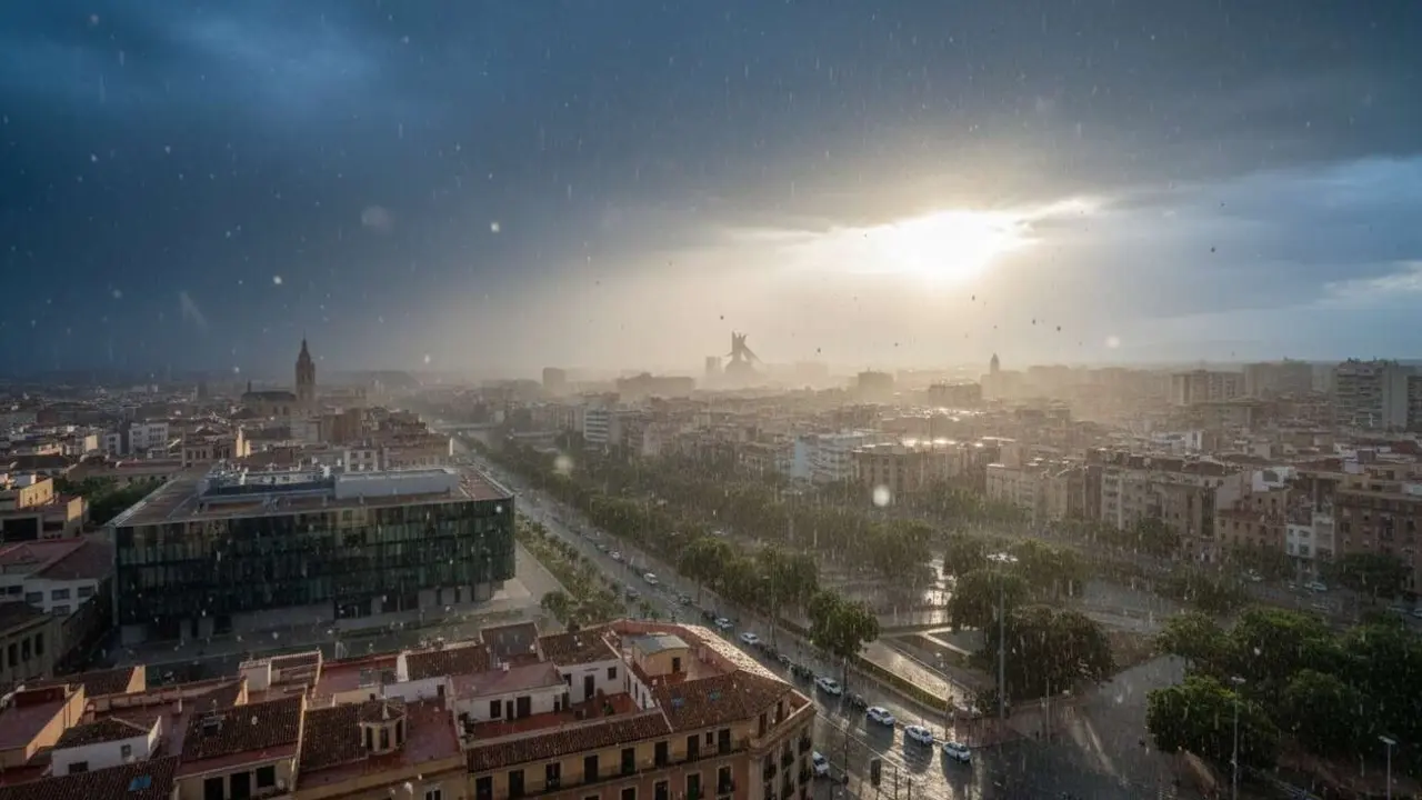  AEMET Valencia alerta por fuertes lluvias y granizo hoy con avisos meteorol&oacute;gicos actualizados &mdash; Imagen generada por IA 