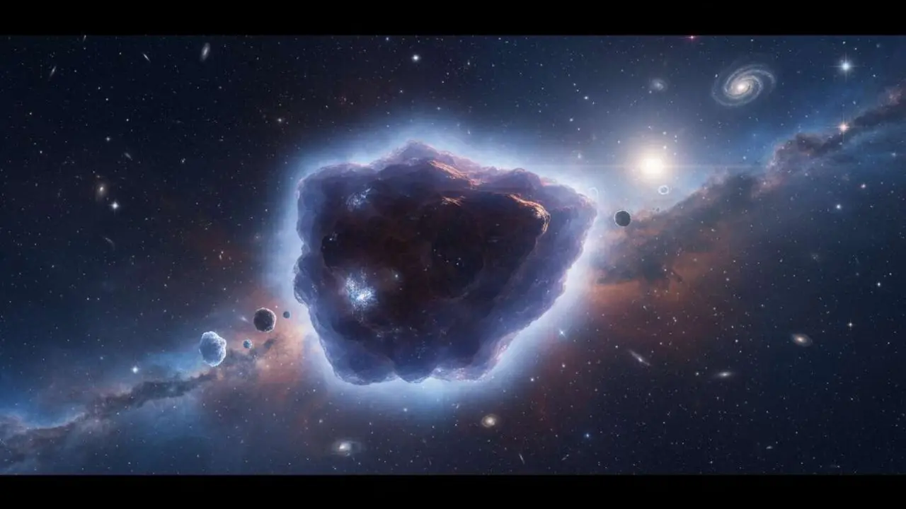  Imagen de un objeto transneptuniano con atm&oacute;sfera mostrando el misterio en el borde del Sistema Solar &mdash; Imagen generada por IA 