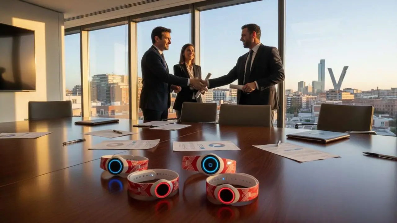  Pulsera antimaltrato de Vodafone l&iacute;der en innovaci&oacute;n tecnol&oacute;gica sanitaria en Espa&ntilde;a &mdash; Imagen generada por IA 