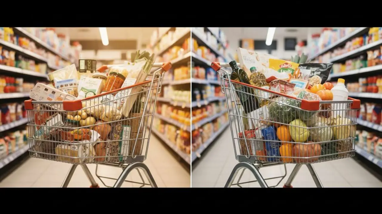  Comparativa de precios reales entre Lidl y Carrefour para descubrir cu&aacute;l es m&aacute;s barato en tus compras diarias &mdash; Imagen generada por IA 