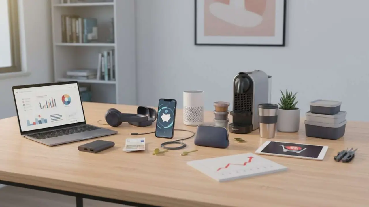  Persona ahorrando m&aacute;s de 300 euros en tecnolog&iacute;a y productos clave para mejorar su econom&iacute;a dom&eacute;stica &mdash; Imagen generada por IA 