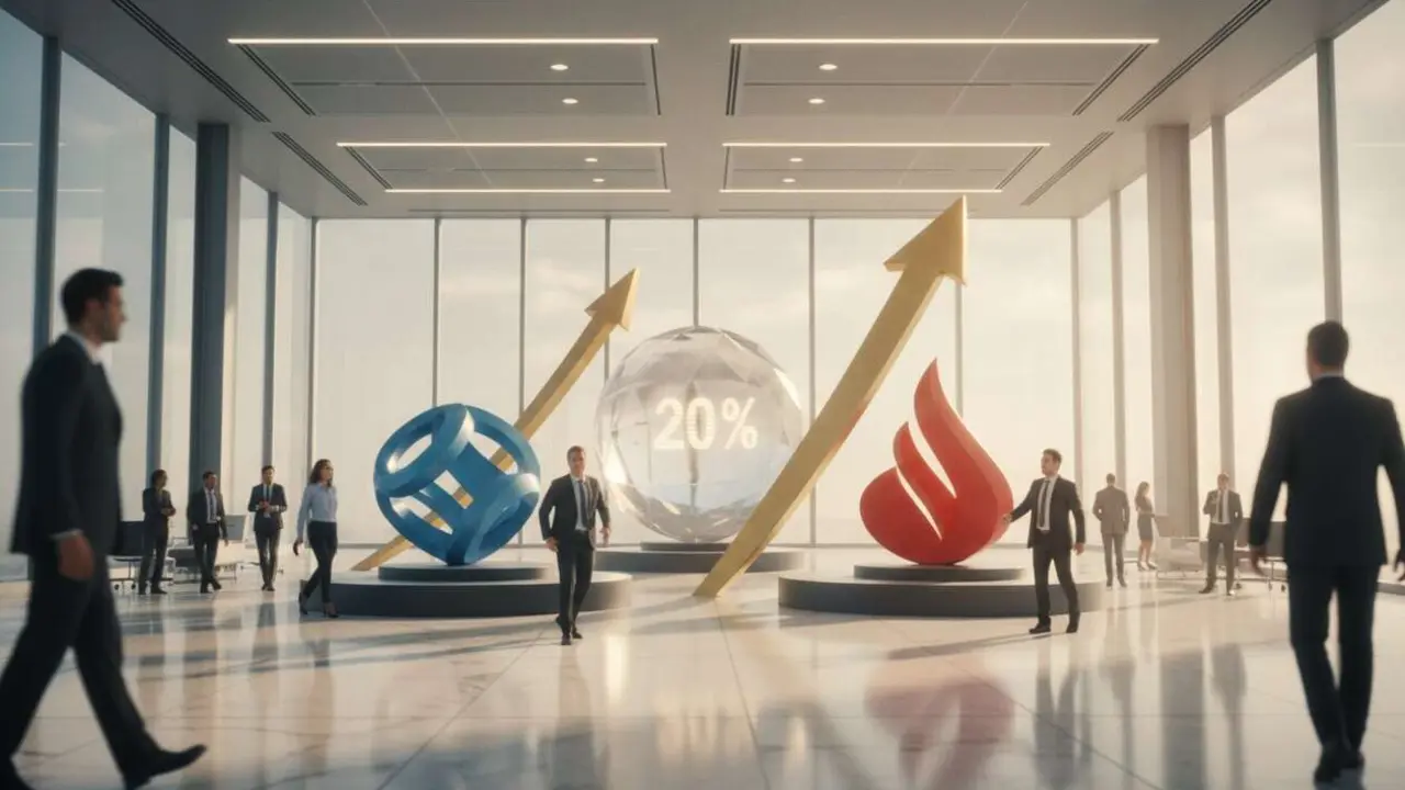  Comparativa de rentabilidad entre CaixaBank y Santander para lograr un 20 por ciento en inversiones financieras &mdash; Imagen generada por IA 