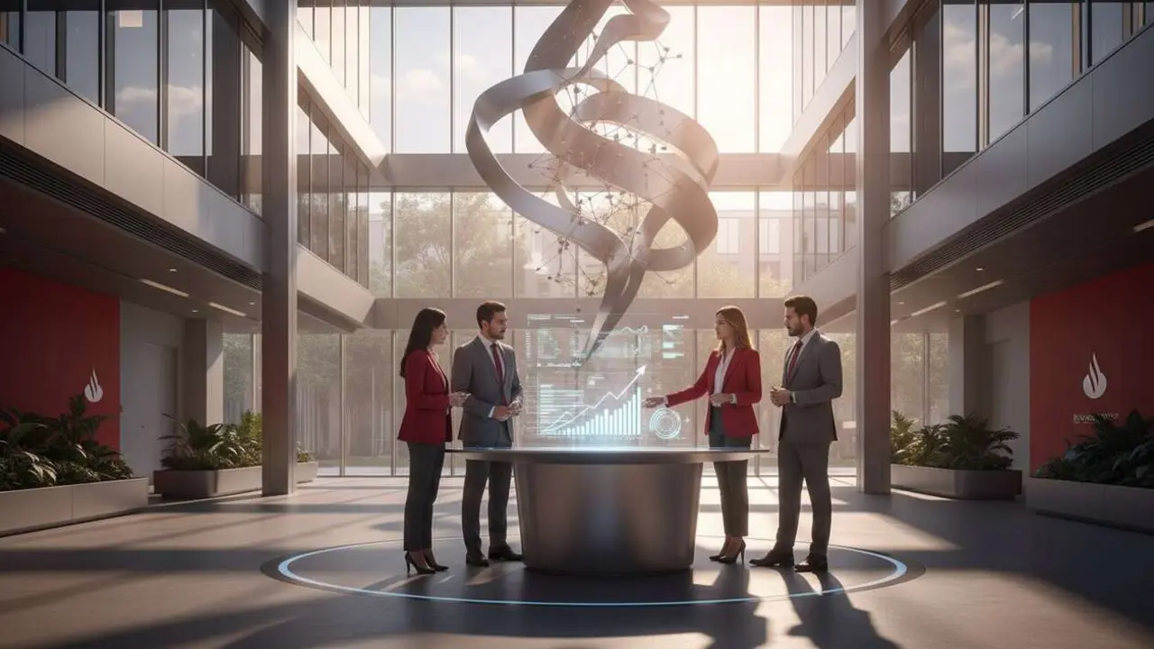  Banco Santander proyecta alcanzar un 20% de rentabilidad en 2026 mediante estrategias financieras innovadoras &mdash; Imagen generada por IA 