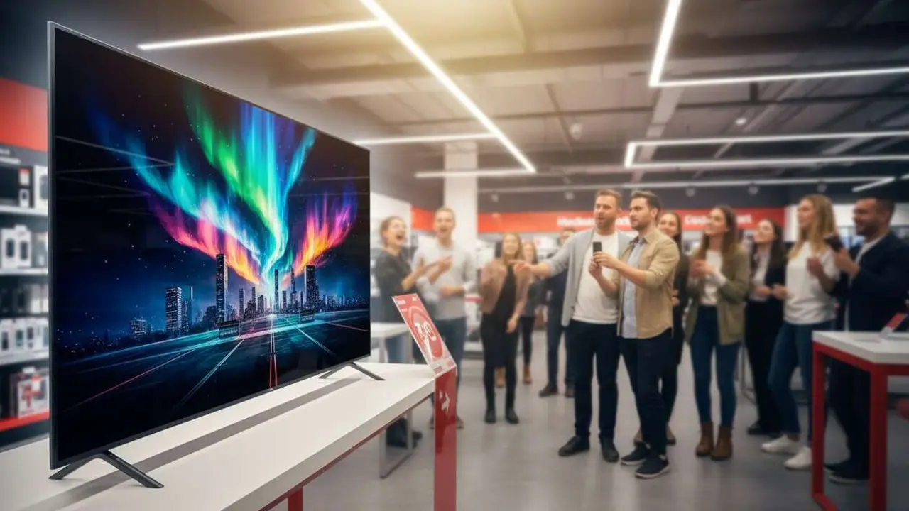  Televisor Samsung QLED 65 pulgadas en oferta exclusiva de MediaMarkt con el mejor precio del mercado hoy &mdash; Imagen generada por IA 