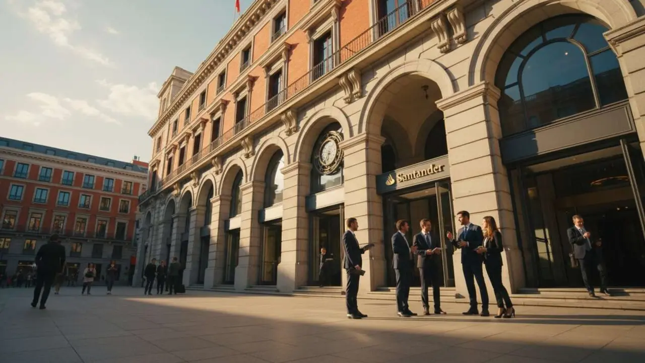  Banco Santander reactiva la recompra de acciones por 5.000 millones para fortalecer su posici&oacute;n en el mercado financiero &mdash; Imagen generada por IA 