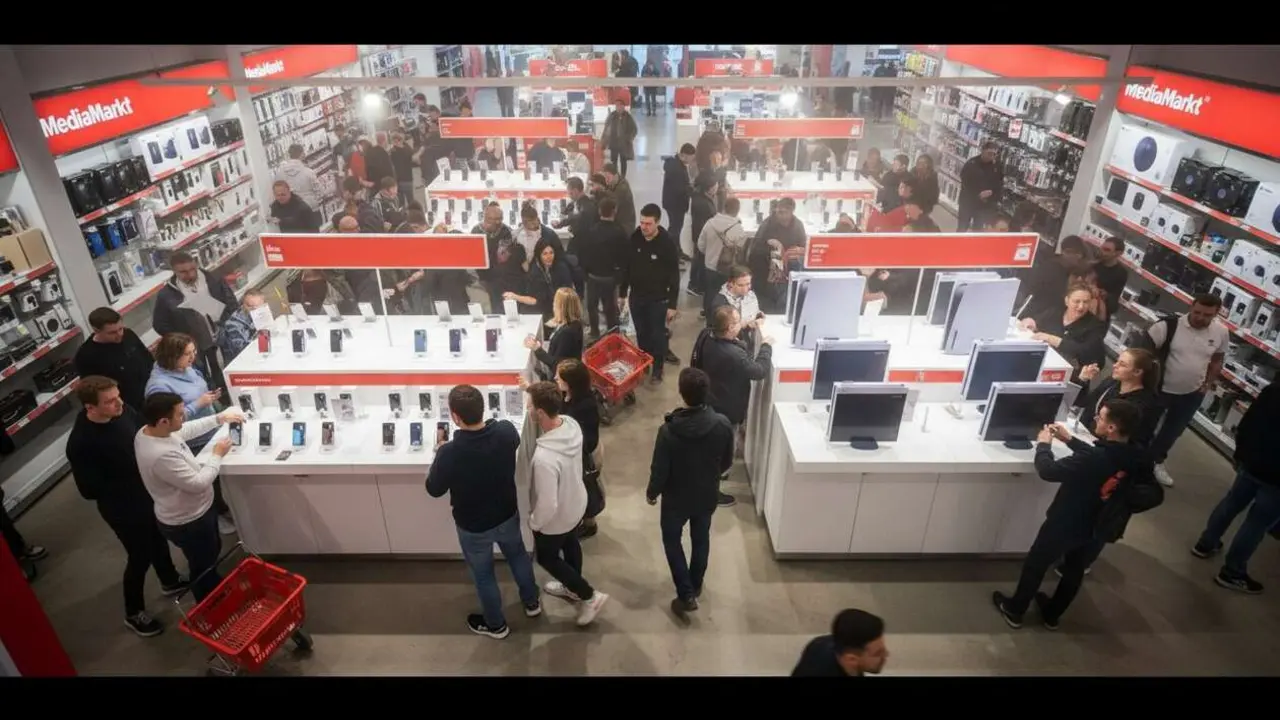  Liquidaci&oacute;n en MediaMarkt con iPhones y consolas PS5 a precios irresistibles y ofertas exclusivas por tiempo limitado &mdash; Imagen generada por IA 