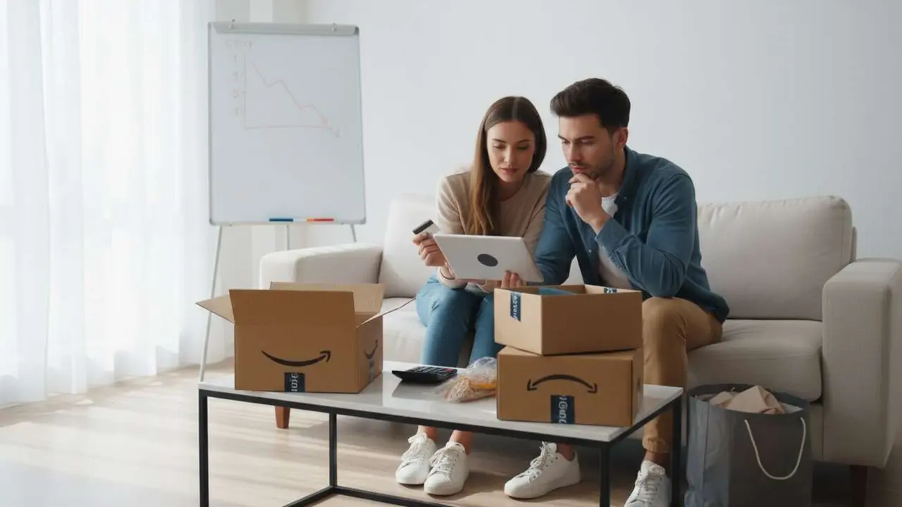 Pantalla con ofertas especiales de Amazon Prime Day 2026 para aprovechar descuentos sin gastar de m&aacute;s &mdash; Imagen generada por IA 